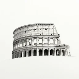 pencil roman house on a hill