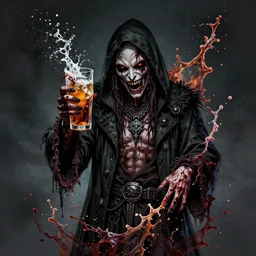 champion splashart of an alcoholic dirty drugged ugly occultist