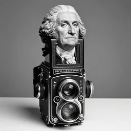 photo of George Washington by Diane Arbus, 2022, black and white, high contrast, Rolleiflex, 55mm f/4 lens