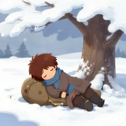 Sans from undertale napping under a tree in the snow, deviantart