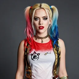 scarlett johansson modeling as harley quinn, professional photograph