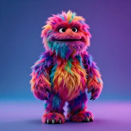 3 d model of a brainless sinister vibrant colored fur creature with long fur and souless eyes by alexander jansson : 1 | centered, psychedelic, colorful, matte background : 0. 9 | by jim henson : 0. 7 | dave melvin : 0. 4 | unreal engine, deviantart, artstation, octane, finalrender, concept art, hd, 8 k resolution : 0. 8