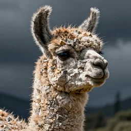 llama head made of rocks