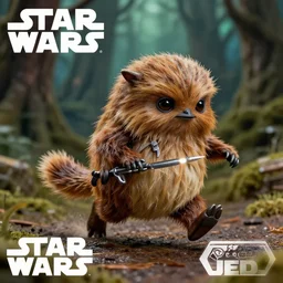 star wars ewok running with scissors, forest, science fiction, wicket return of the jedi 1 : 6 scale