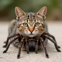 a stunning professional photo of a hybrid of cat and spider, cute, ultra detail, beautiful, national geographic quality