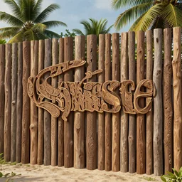 wooden palisade wall on a tropical island, intricate Details, raphael lacoste, eddie mendoza, alex ross, concept art, matte painting, highly detailed, rule of thirds, dynamic lighting, cinematic, detailed, denoised, centerd, clean render