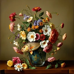 vase of flowers 1 7 2 2 jan van huysum, getty museum jan van huysum flowers with a fish