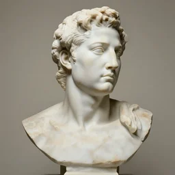 photo of a marble bust sculpture of elon musk as a cyclops from ancient greece by michelangelo