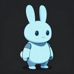 a rabbit robot, artstation, by hayao myazaki, concept art, digital art, light blue, 2 - dimensional, 2 d