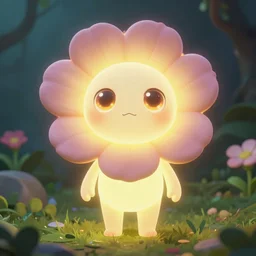 a glowing humanoid figure flower monster with large glowing eyes, highly detailed, digital art, sharp focus, trending on art station, plant, anime art style