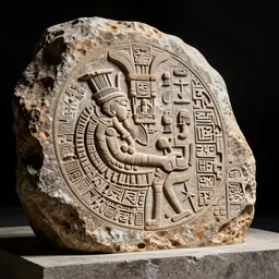 pascal votan the space navigator as etched in stone, Mayan hieroglyph by Liam Wong and Boris Vallejo