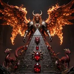 gothic fantasy character portrait, pyramid armor male warlock with burning angel wings, ultra realistic, wide angle, intricate details, ruby dragon artifacts, sharp focus, highly detailed by peter mohrbacher, hajime sorayama, wayne barlowe, boris vallejo, aaron horkey, gaston bussiere, craig mullins