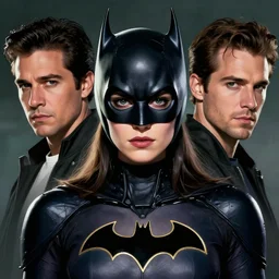 portrait of Young Jennifer Connelly as  Batgirl   , face portrait, raphael lacoste, eddie mendoza, alex ross, concept art, matte painting, highly detailed, rule of thirds, dynamic lighting, cinematic, detailed, denoised, centred