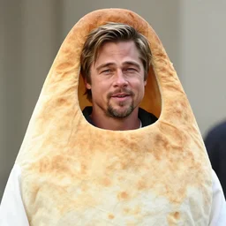 brad pitt inside a pita costume