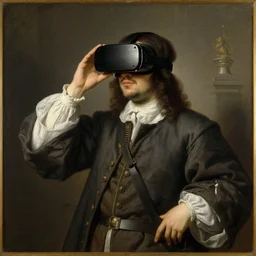 a painting of a man using virtual reality in the 17th century, 17th century painting