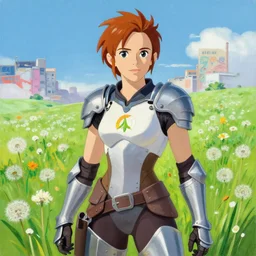 greg manchess portrait of partially armored emma watson as overwatch character, medium shot, organic painting, matte painting, bold shapes, hard edges, street art, by huang guangjian and gil elvgren and sachin teng. in a landscape like field of dandelions, cgsociety masterpiece, artstation trending, by rossdraws, ghibli, kimi no na wa, greg rutkowski, simon stalberg, greg manchess