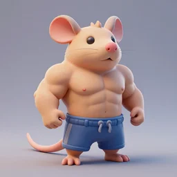 a cute muscular rat wearing shorts, 3D render, Z-Brush sculpt, fortnite style