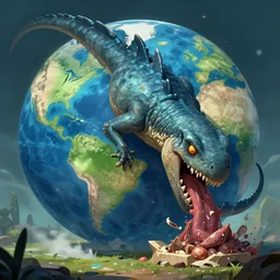 Gigalodon eating the world , trending in artstation