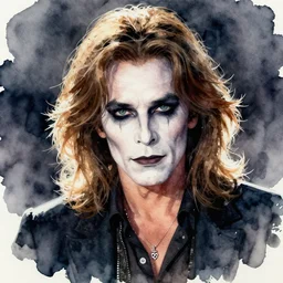 ghoulish watercolor portrait of aerosmith's steven tyler