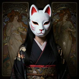 a photorealistic dramatic fantasy render of a beautiful woman wearing a beautiful intricately detailed japanese white snake kitsune mask and clasical japanese kimono by wlop, artgerm, greg rutkowski, alphonse mucha, beautiful dynamic dramatic dark moody lighting, shadows, cinematic atmosphere, artstation, concept design art, octane render, 8 k