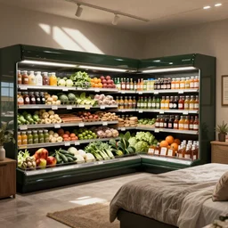 a grocery store in a bedroom