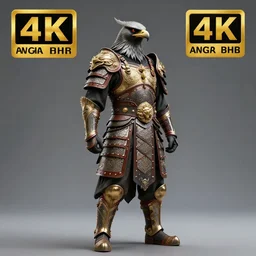 full length photo of a warrior with falcon themed armour, highly detailed, 4 k, hdr, smooth, sharp focus, high resolution, award - winning photo