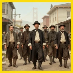 Chinese immigrants arriving to San Francisco in 1863, National Geographic, historical artistic depiction, trending on artstation, digital art, by Greg Rutkowski
