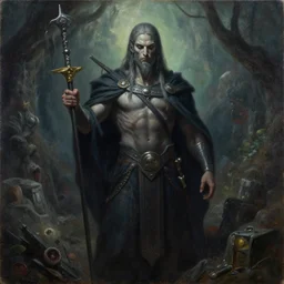 Hades, god of both the Underworld and the hidden wealth of the earth, oil on canvas, detailed painting, hyper-realistic