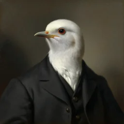 beautiful portrait painting of an elegant bird wearing a suit,, by rembrandt