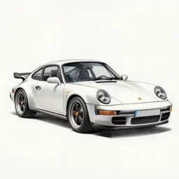 A hand drawn sketch of a Porsche 911
