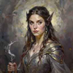 elvish sorceress rachel mcadams, oil painting, Tooth Wu, Greg Rutkowski, RPG portrait, dynamic lighting, fantasy art, High contrast, depth of field
