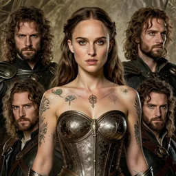 natalie portman, warrior, fighter, lord of the rings, tattoos, decorative ornaments, battle armor, by omar ortiz, carl spitzweg, ismail inceoglu, vdragan bibin, hans thoma, greg rutkowski, alexandros pyromallis, perfect face, feminine body, finely detailed, rule of thirds, realistic shading, photorealism, artstation