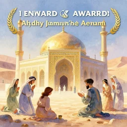 bedouin in the desert worshipping in the mosque, highly detailed, gold filigree, romantic storybook fantasy, soft cinematic lighting, award, disney concept art watercolor illustration by mandy jurgens and alphonse mucha and alena aenami, pastel color palette, featured on artstation