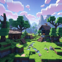 fortnite in the style of minecraft