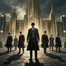 Peaky Blinders gang smuggling spirit, Art Deco, Trending artstation, octane render, cgsociety, surrealist, cinematic, shadow of the tomb rider