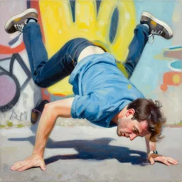 greg manchess closeup portrait of a man falling over, profile picture, organic painting, sunny day, matte painting, bold shapes, hard edges, street art, trending on artstation, by huang guangjian, gil elvgren, ruan jia, randy vargas, greg rutkowski