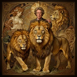 william dafoe controlling lions, intricate, highly detailed, digital painting, artstation, concept art, smooth, sharp focus, illustration, unreal engine 5, 8 k, art by artgerm and greg rutkowski and alphonse mucha