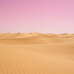 endless desert dunes in front of a pink sky, surreal,