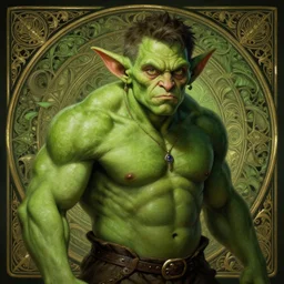 portrait of ricky gervais as a goblin, d & d, muscular! green, fantasy, intricate, elegant, highly detailed, digital painting, artstation, concept art, smooth, sharp focus, illustration, art by artgerm and greg rutkowski and alphonse mucha