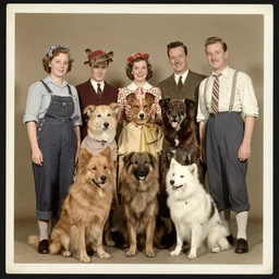 a 1940s yearbook photo of animals dressed as people