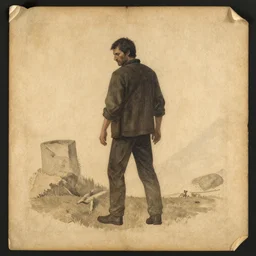 a scan of an ancient piece of art on parchment depicting a still of the last of us