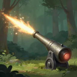 proton cannon firing an energy beam towards the forest, concept art, digital painting, trending on artstation, deviantart, epic composition, extremely detailed, volumetric lighting, masterpiece, octane render