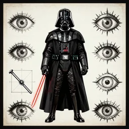 darth vader characterchure, magic eye style poster