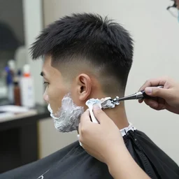 a barber shaving all people not shaving themselves