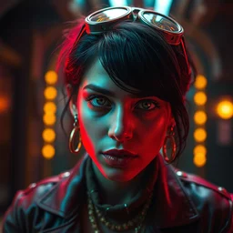 leaning forward zingy portrait featuring a perfect dua lipa as a time lord, by steve henderson, trending on artstation, naturalism, steampunk, in - depth, lumen global illumination, 8 k, resolution, street art, steelpunk, voronoi minkowski, vibrant chromatic colors, chromatic aberration