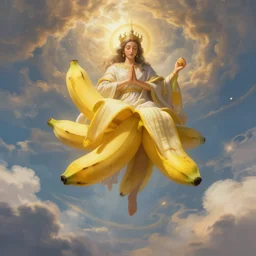 a digital painting of a holy banana descending from the heaven, divine, hyper realistic, full of details, octane render, 4 k, unreal engine, in the style of greg rutkowski