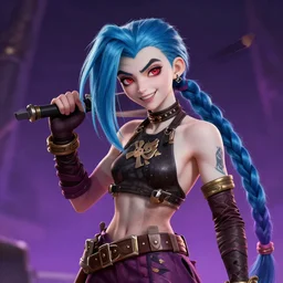 digital artwork of jinx from league of legends