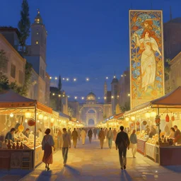 bazaar zouk place sky shine digital painting, artstation, concept art, illustration, cinematic lighting, art by artgerm and greg rutkowski and alphonse mucha