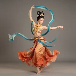 full body portrait of a dancer throwing silk belts, feet, barefoot, full body, vivacious, extremely beautiful, gold jewelry, hanfu, chinese ribbon dance, wide ribbons, silk belt, ming dynasty, detailed, realistic face, anatomically accurate, fantasy art, ghostblade, wlop.