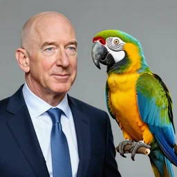 half jeff bezos merged merged merged merged with a half parrot